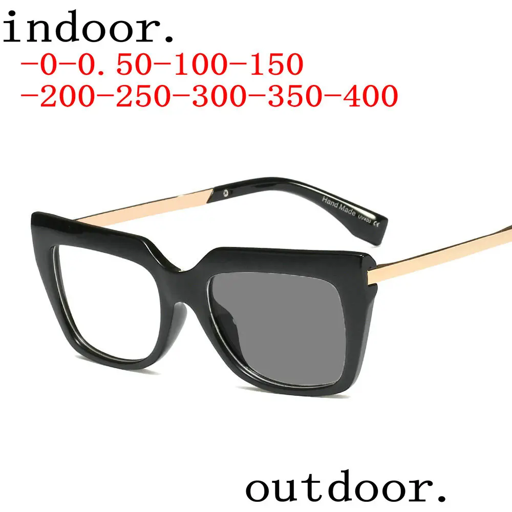 

Retro square cat Color Sun Photochromic Finished Myopia Eyeglasses Frame Men Women Sun glasses Myopia Eyewear with box FML