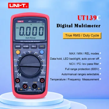

UNI-T UT139C Digital Multimeter True RMS Auto Range Voltmeter Handheld Tester 6000 Count Temperature transistor