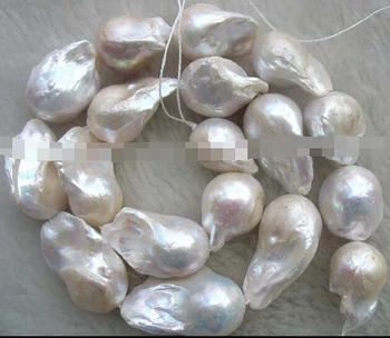 

zxia 14-18mm freshwater peral white reborn keshi drop 15.5" nature Beads