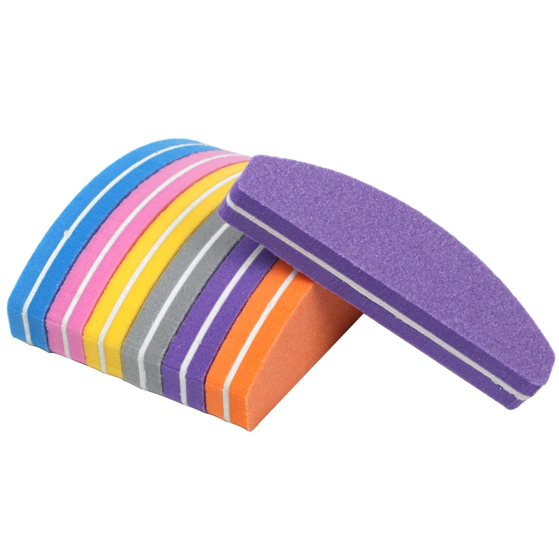 

10Pcs Sponge Nail File Mini Half Moon Sanding Buffer Block for UV Gel Nail Polish Nail Art Manicure Pedicure Colorful Buffers
