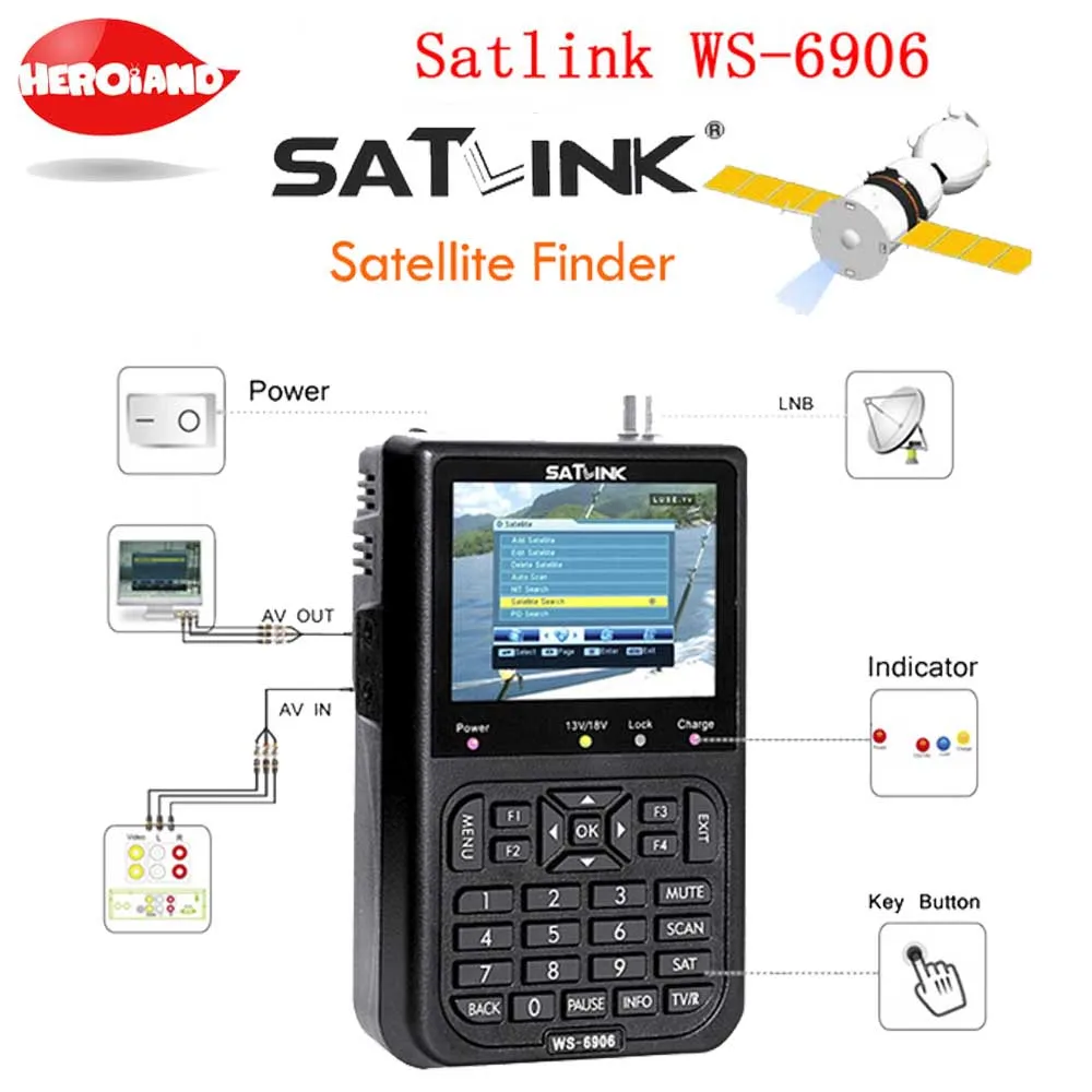 

[Genuine] Satlink WS-6906 3.5" DVB-S FTA digital satellite meter satellite finder satellite satFind LCD ws 6906 satlink ws6906