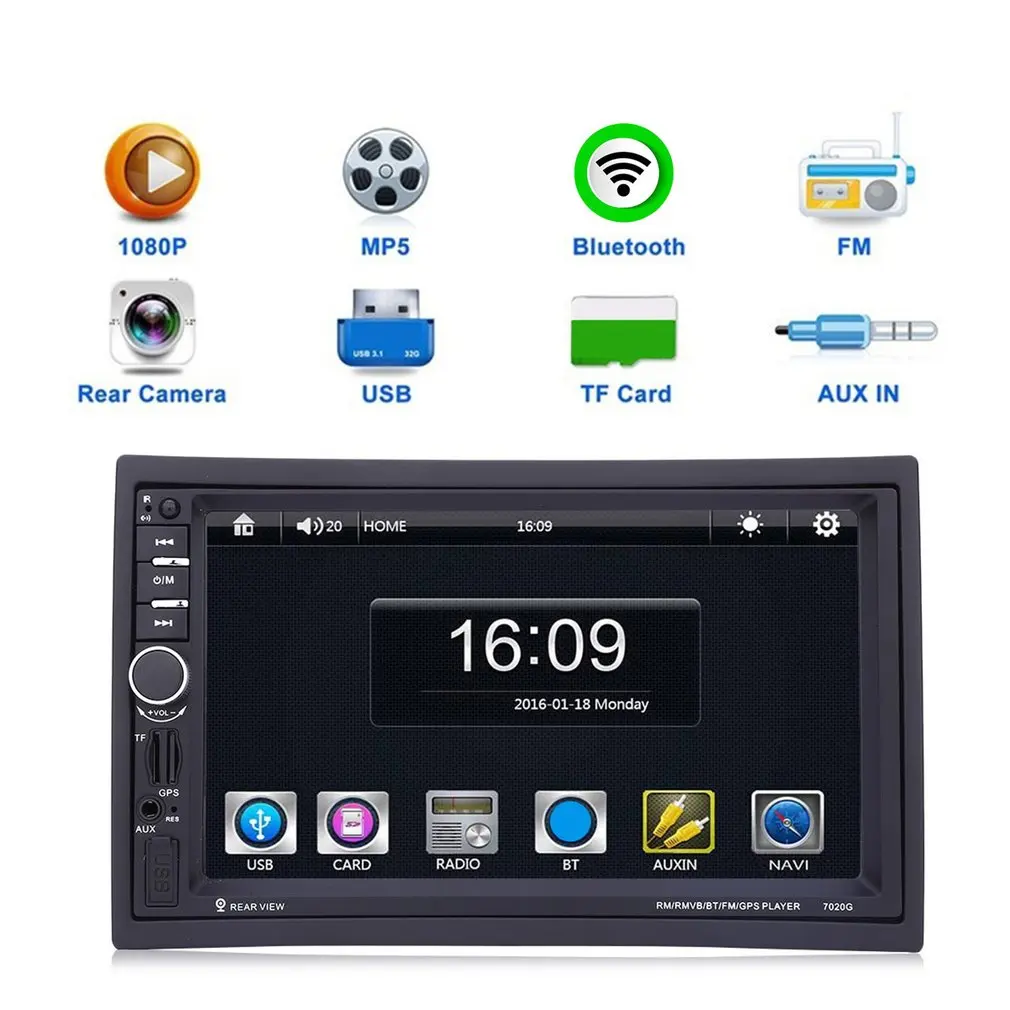 

Universal Design 7 Inch Digital Touch Screen 2 Din HD Car Radio MP5 Player Bluetooth GPS Navigation Muti-media Player