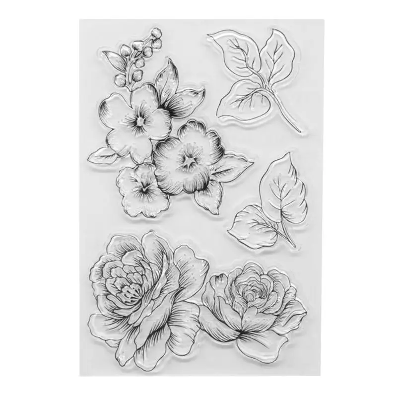 

Creative DIY Flower Pattern Transparent Clear Seal Scrapbooking Photo Album Card Decorative Rubber Stamp Sheets