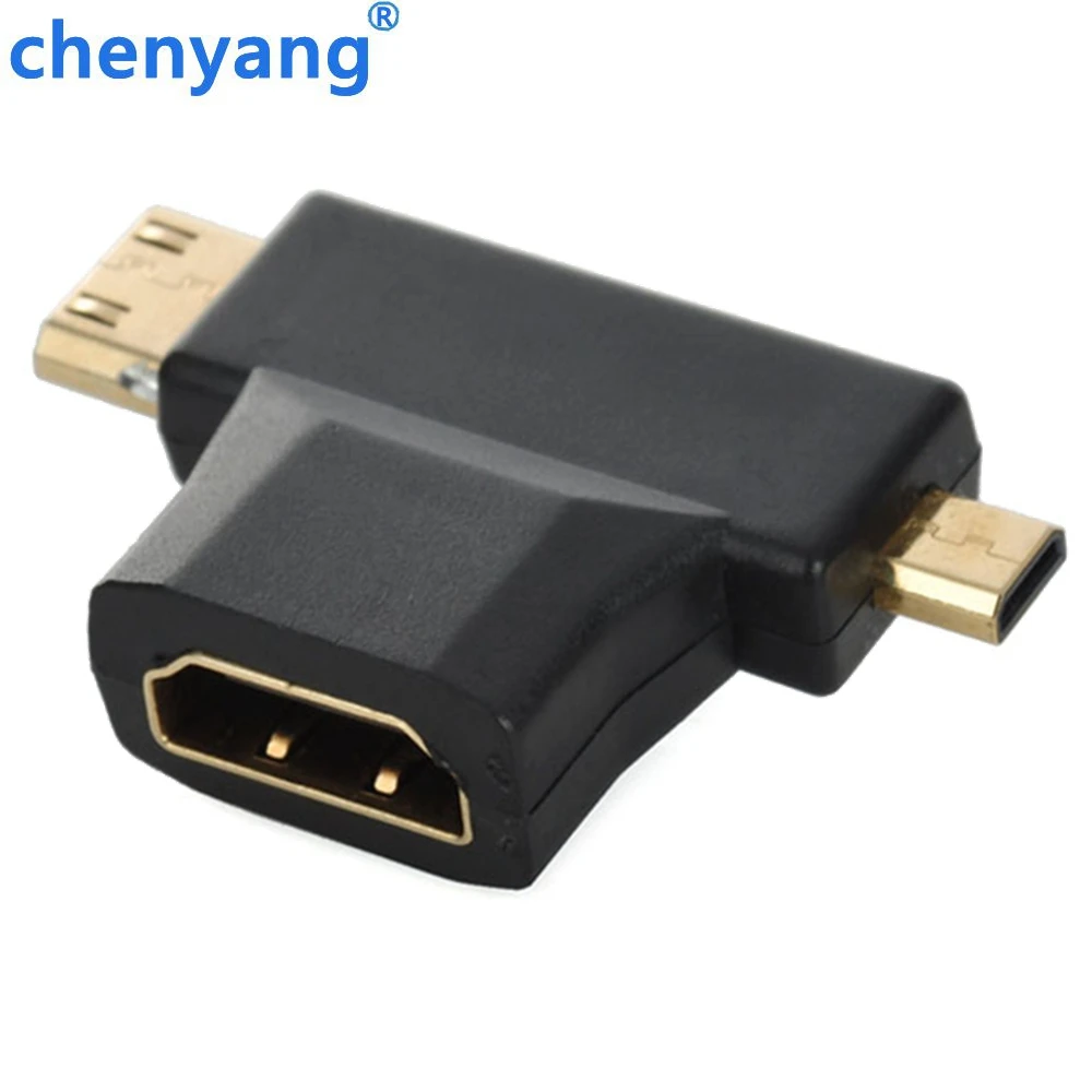 3 в 1 HDMI Женский мини/микро HDMI Мужской разъем адаптера 1080P HDMI удлинитель для ПК HD tv ноутбука