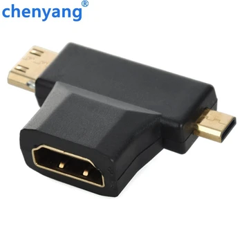 

3 in 1 HDMI Female to Mini/Micro HDMI Male Connecter Adapter 1080P HDMI Extender for PC HD TV Laptop