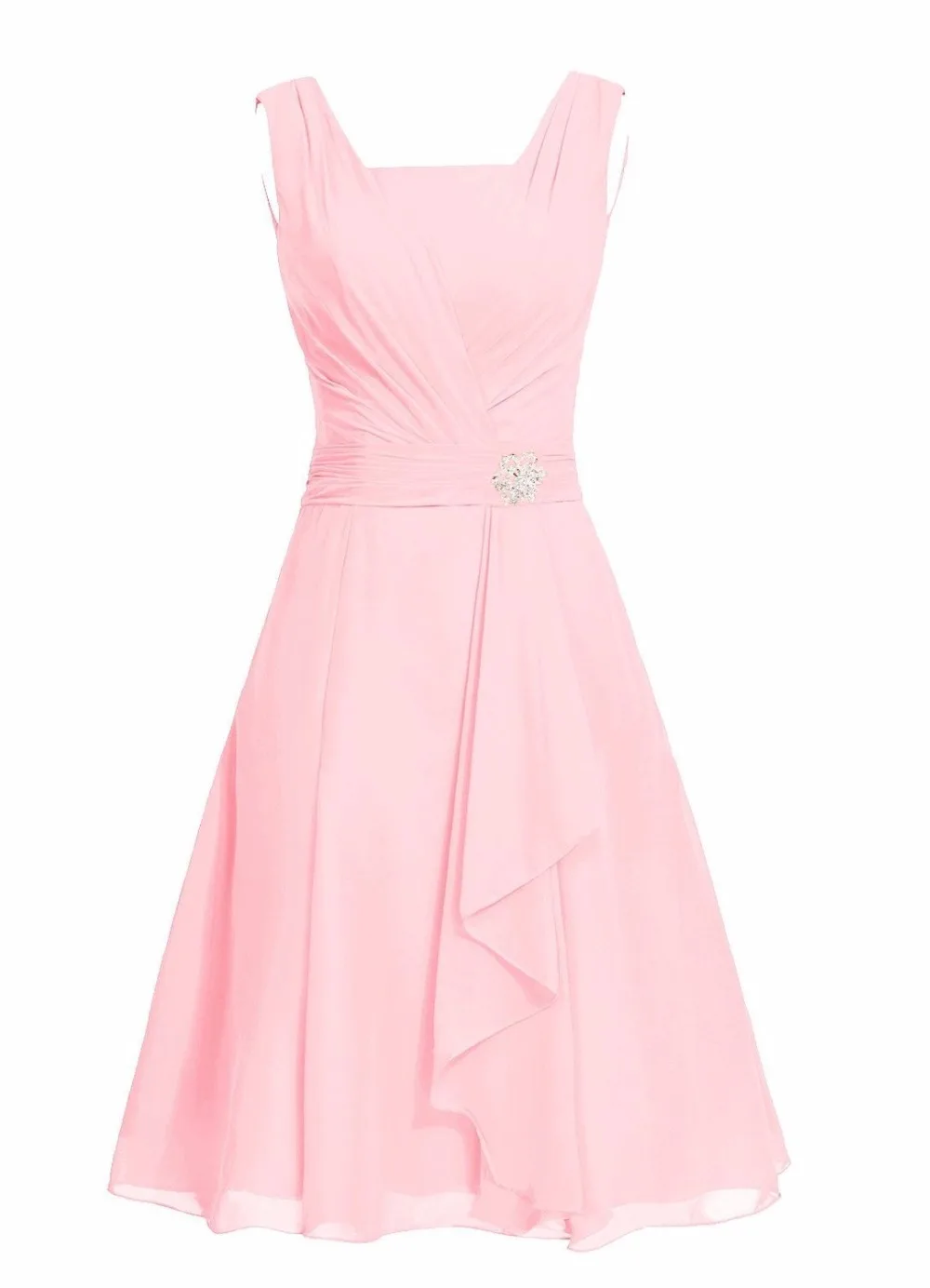 Waulizane Elegant Chiffon A-Line Prom Dresses  Zipper Sleeveless Formal Dresses 16 colors Available Customs Made Regular Sleeve