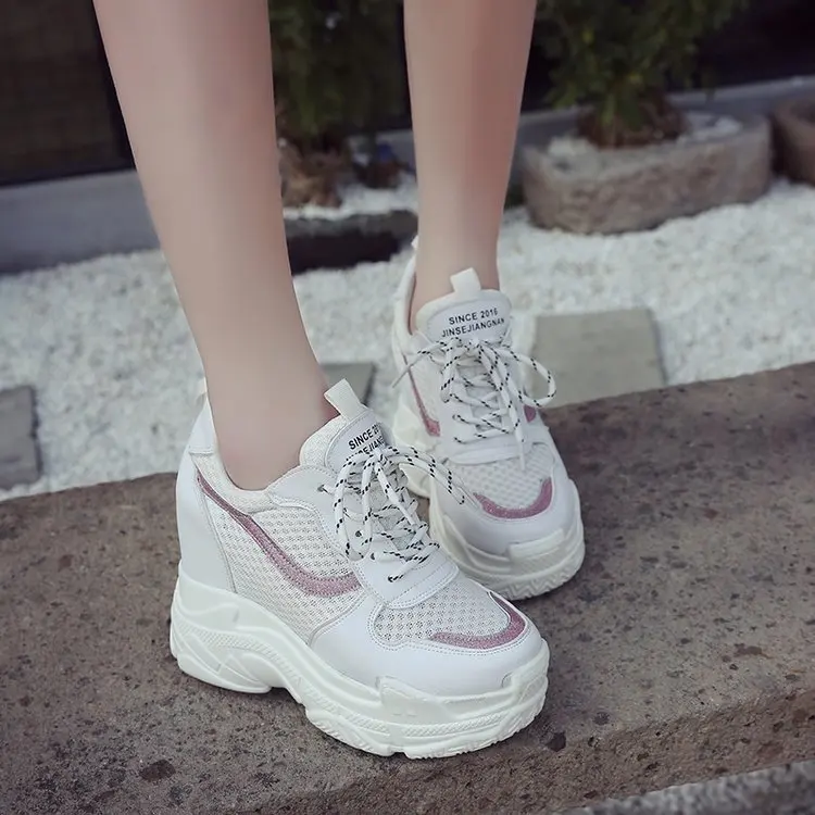 

Women's Increase Shoes Casual Platform Wedge Sneakers Ladies Breathable White Shoes Female Krasovki Tenis Feminino