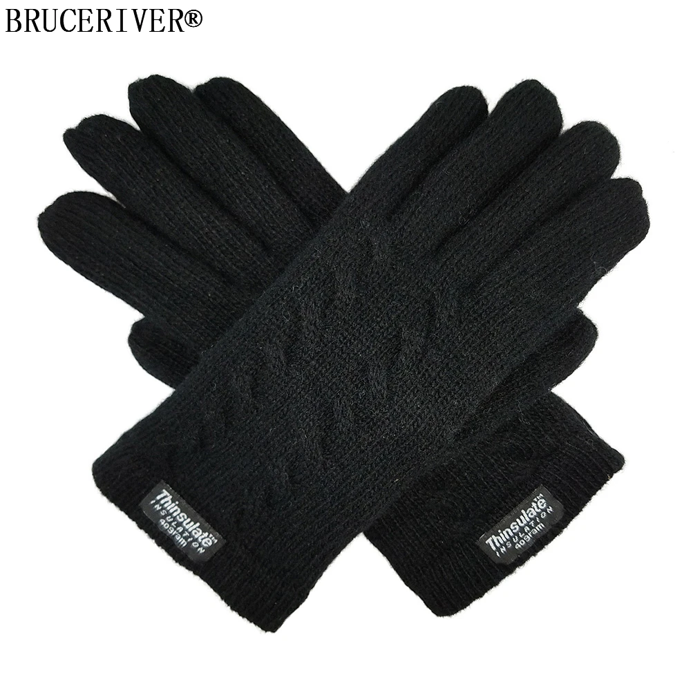 

Bruceriver Ladies Pure Wool Knit Gloves with Thinsulate Lining and Cable design