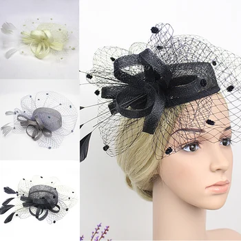 

2016 New Design Feather Veil Wedding Hats Sinamay Fascinators Headdress Hair Accessproes for weddings, sinamay base Size 16 cm