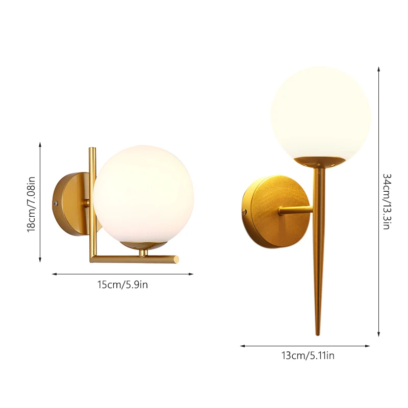Современный стиль E27 светодиодный настенный светильник скандинавский стеклянный шар настенный светильник для коридора спальни