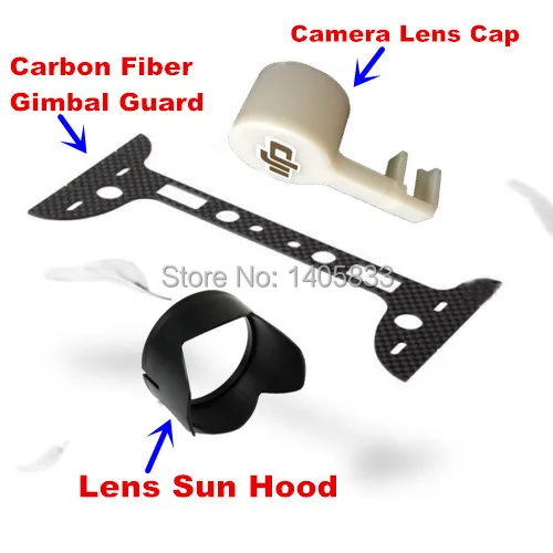 DJI Phantom 3 Professional And Advanced Carbon Fiber Gimbal Guard And Camera Lens Cover Cap And Camera Lens Sun Hood Sunshade Cap Kit