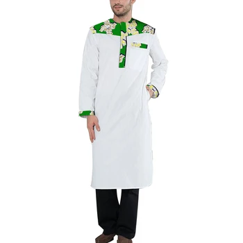 

Fashion African Men X-Long Tops Male Dashiki Clothes Print And White Long Sleeve Man X-Long T-shirt O-neck African Clothing