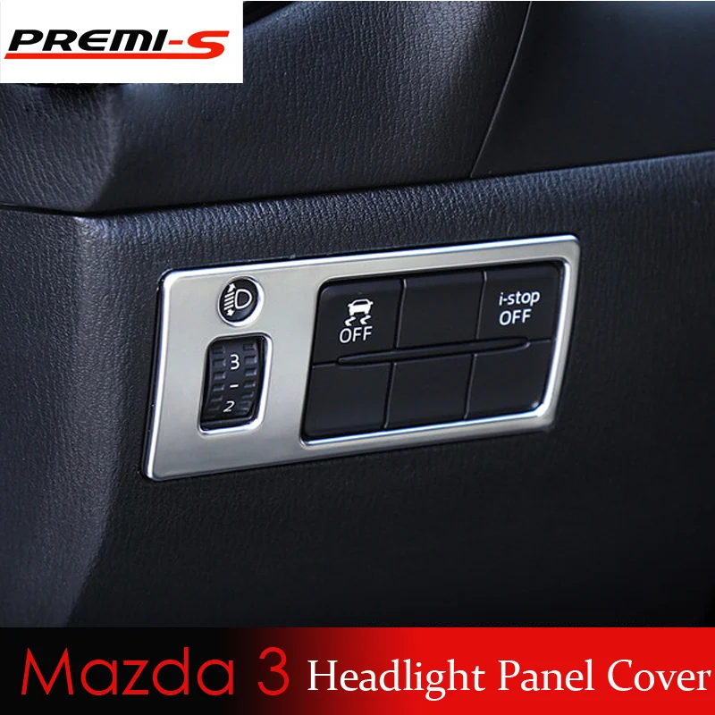 Fit For Car styling Mazda 3 Alexa New 2014 Chrome ABS Plastic interior Headlight Switch Panel Cover piano black&ampsilver | Автомобили и