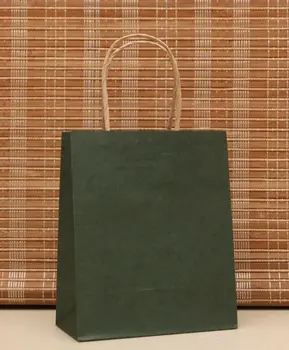 

fashion portable dark green gift package paper bags for Shop cosmetics clothes shoes food gift wrapping decoration 10pcs/lot