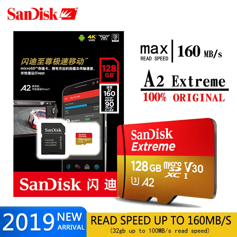 SanDisk A2 карта памяти класс 10 128 гб 64 256 160 дюйма|Карты памяти| |