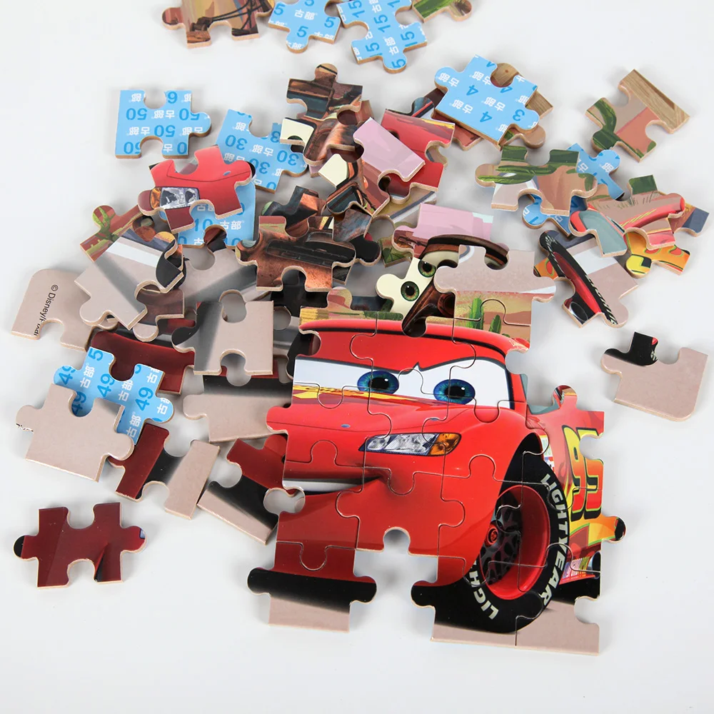 60 шт./компл. Pixar машинки головоломки с железный ящик Lightning McQueen головоломки доска Детские День рождения игрушка в подарок расходные материалы