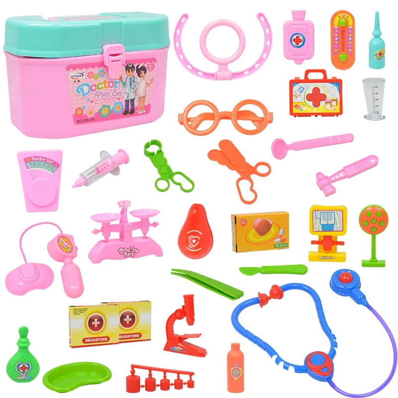 Koop 30 stks set Creative Arts Medische Play Set Pretend Carry Case Geneeskunde Doos Kinderen Onderwijs Rollenspel Speelgoed TF0011