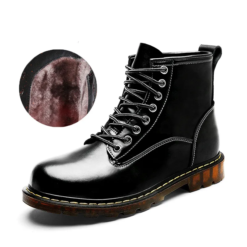 

Fashion Men Winter Shoes Solid Color Fur Snow Boots Plush Inside Antiskid Bottom Keep Warm Waterproof Ski Boots Big Size 38-47