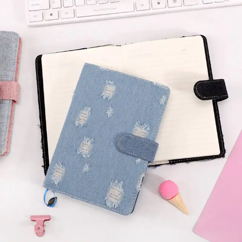 

Simple Retro Fabric Hardcover Notebook Notepad Belt Thicken Handbook Creative Plain Diary Book Magnetic Buckle Cartoon Bookmark