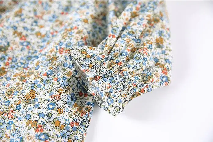 Высокое качество Мода г. весна лето младенец блузка для маленьких девочек хлопок рубашка с цветочным принтом 2 цвета Питер Пэн воротник