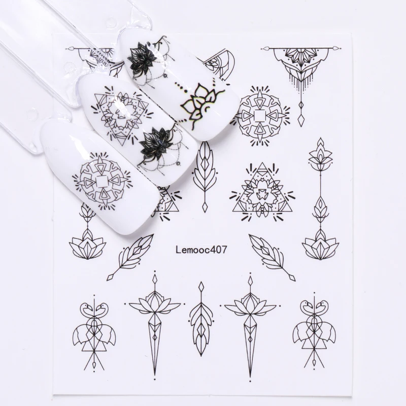 

LEMOOC 25 Sheets Nail Art Water Decals Transfer Stickers Feather Flower Necklace Tree Patterns Nail Decors DIY Tips