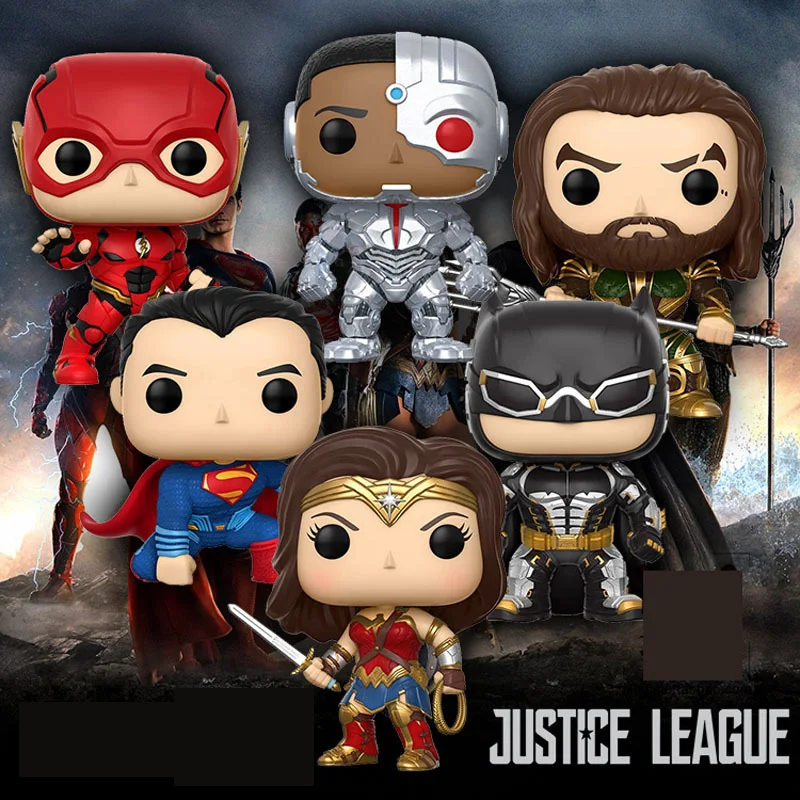 Экшн фигурка Funko POP Лига Справедливости 10 см Aquaman & Batman Superman Wonder women cyклапан ПВХ