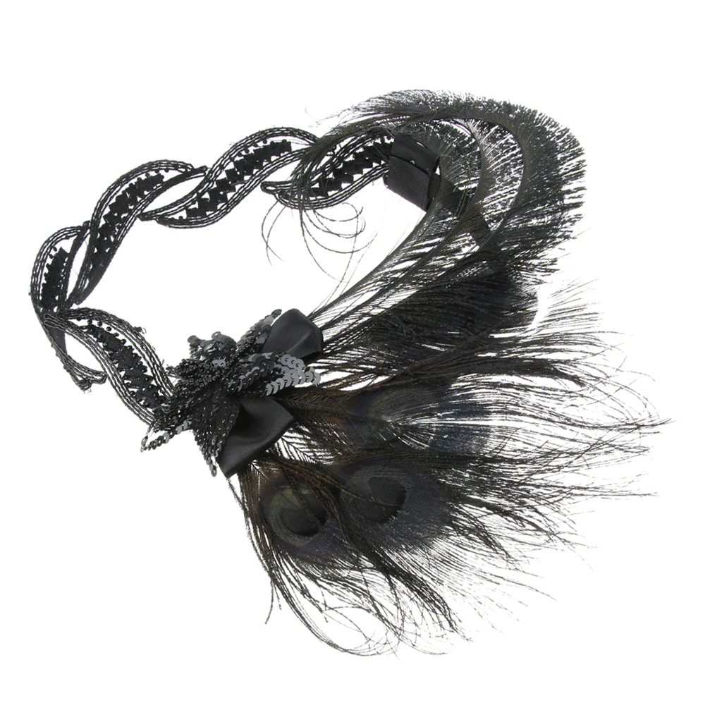 Tribal Style Flapper Headpiece Roaring 20s Feather Headband Gatsby Peacock Feather Headband Headwear Accessory 