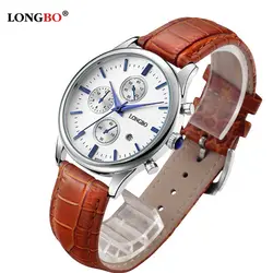 2018 мужские часы LONGBO бренд Роскошные Повседневное Военный Кварц спортивные наручные часы кожаный ремень Мужской Петух часы Relogio Masculino