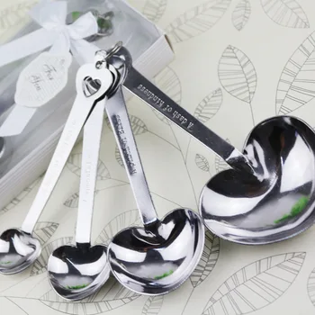 

50set 200pcs Fashion Love Beyond Measure Heart shaped Measuring Spoons for wedding party guest gift