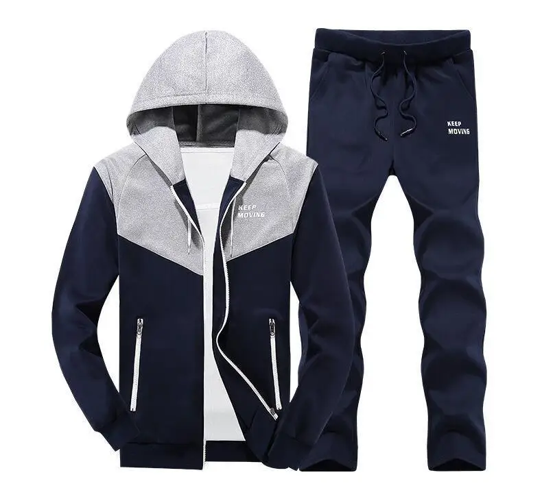 Autumn Men's Tracksuits 2 Piece Set Zipper Hood Jacket sweat pant ...