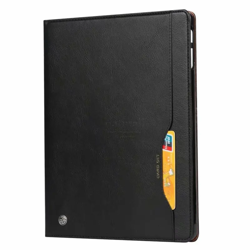 Роскошный винтажный кожаный чехол из замши для iPad 6th Generation Air 2, чехол-подставка с магнитной книгой, Классический флип-чехол - Цвет: Black