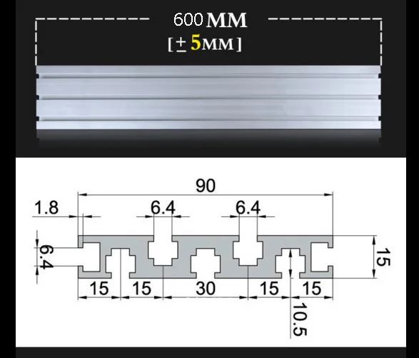 FitSain-L = 600 мм 1590 алюминиевый профиль для DIY Многоцелевой Мини-токарный станок с ЧПУ Запчасти Аксессуары