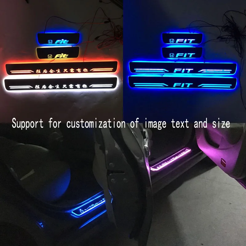 

For Fit Door Dynamic LED Lamp Sill Scuff Plate Welcome Pedal Car Styling Twinkle door sills lighting FOR HONDA FIT JAZZ