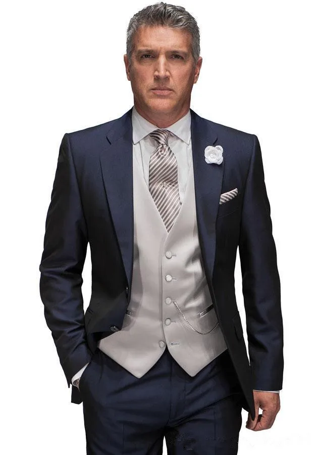 Нотч две кнопки Мода Терно Masculino 5 штук (куртка + брюки + жилет + галстук + платок) формальные модные смокинги индивидуальный заказ
