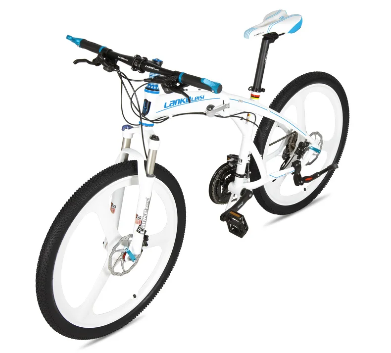 Discount 26 Inch Folding Mountain Bike,  27 Speed, Oil Disc Brake, Integrated / Spoke Wheel MTB,  Suspension Fork 27