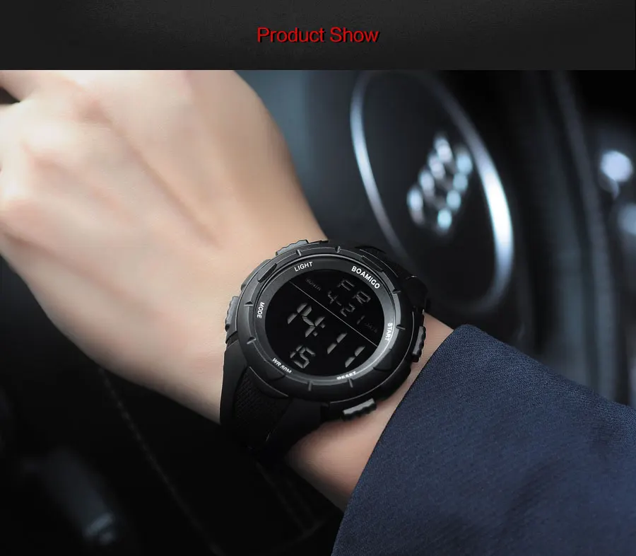 Black Swimming Military Shock Rubber Wristwatches BOAMIGO Brand Men Sport Watches Man Fashion Casual Digital LED Watch for Gift  (10)