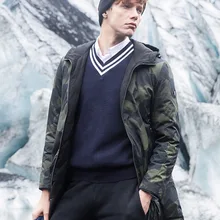 BOSIDENG/Мужская одежда для ранней зимы; пуховик с капюшоном; теплый Камуфляжный светильник; B80131129