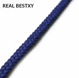 Настоящий BESTXY 1 м/лот 5*2 мм черный/синий/коричневый плоский плетеный кожаный шнур ожерелье diy Аксессуары Ювелирные изделия Поиск кожаный шнур - Цвет: blue