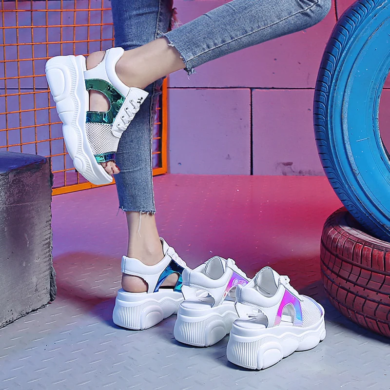 Summer Women Platform Sandals 7 High Heels Casual Chunky Sandals Woman Shoes Platform Wedges Slippers Slides Sandalias Mujer
