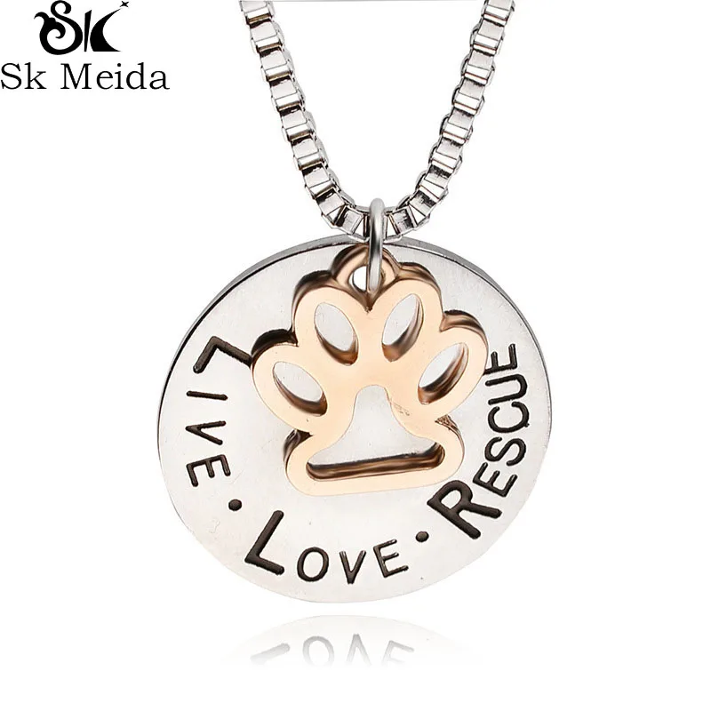 Fashion Pet Necklace Love &amp Rescue Round Dog Jaw Tag Wholesale Trendy Animal Charm Jewelry Hot | Украшения и аксессуары