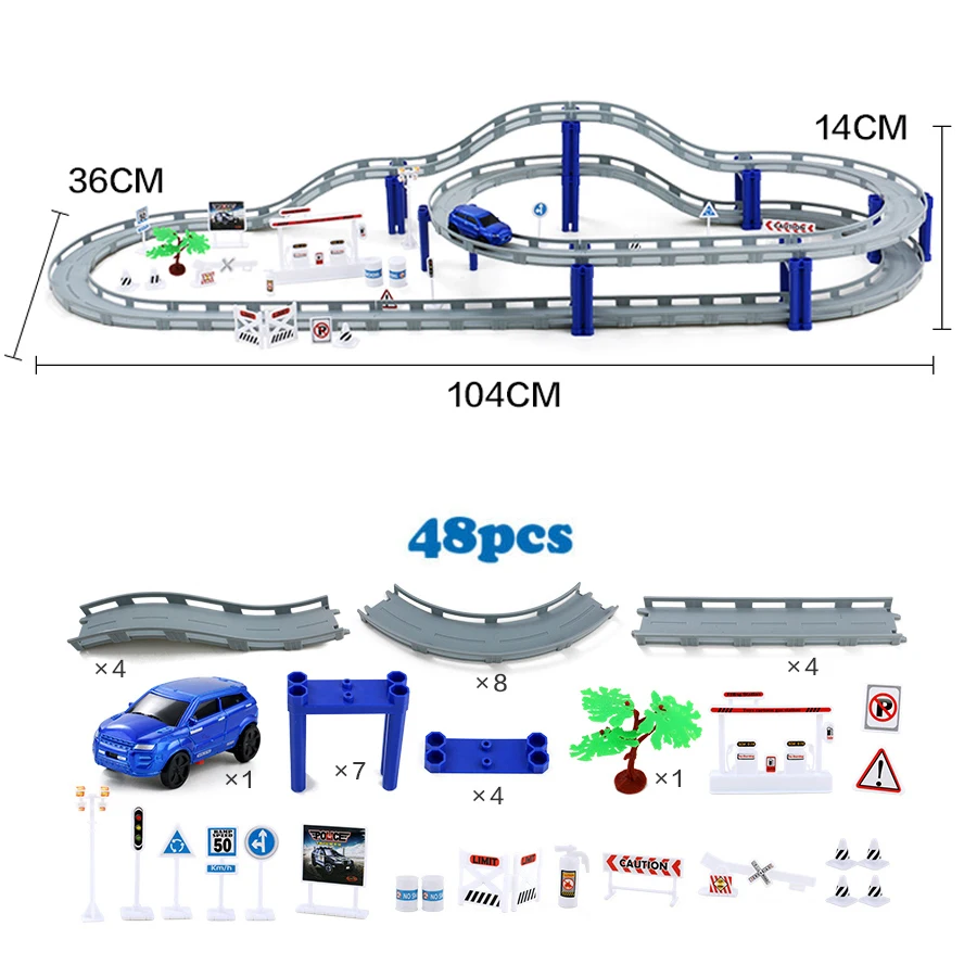 DIY Электрический поезд трек автомобиль гоночный трек игрушка, многослойный спиральный трек горки Железнодорожный транспорт строительный комплект пазов