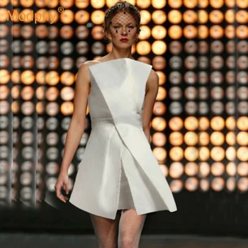 

2019 Summer New Women's Elegant White Dress Sexy Strapless Ruffle A-line Mini Dress Celebrity Party Runway Dress Vestidos