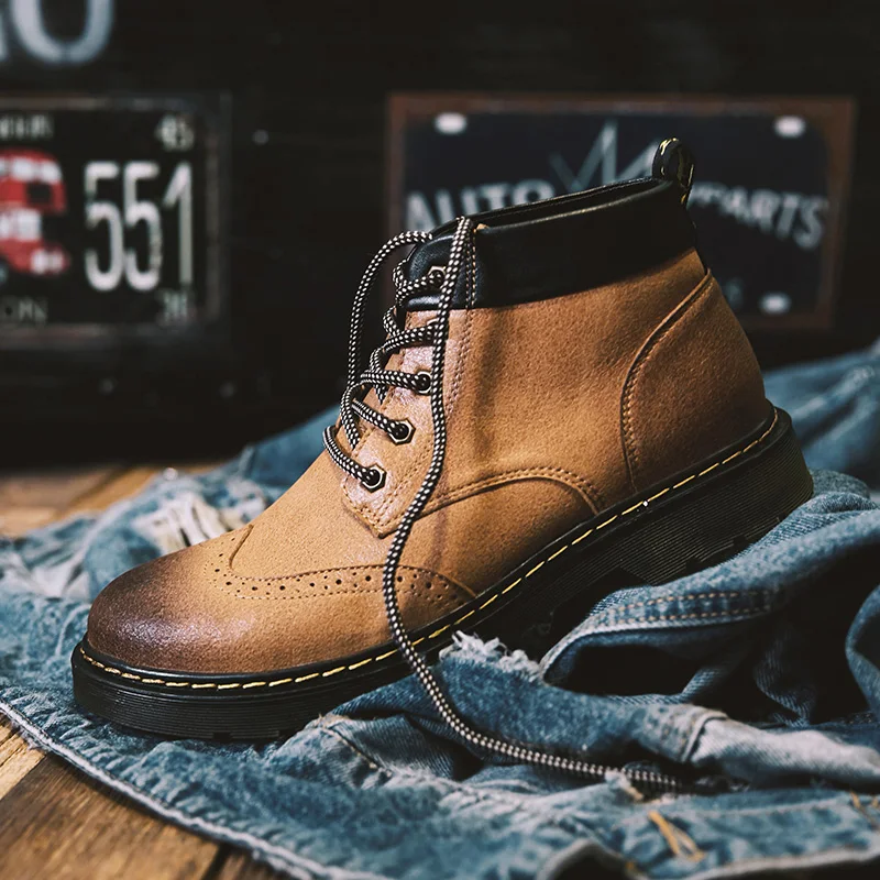 

Men Work Shoes Autumn Winter High Quality Military Boots Brand Outdoor Comfortable High-top Martin Boots Fashion Waterproof