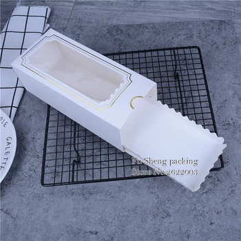 

White Macaroon Paper Box with PVC Clear window,Kraft Gift Boxes Wedding Favor Gift Tea,dried fruit,grain Packing Box 100pcs