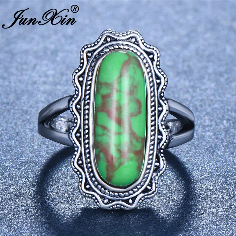 ROXI Boho зеленый камень большой прямоугольник Кольца для мужчин и женщин Античный