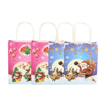 

40Pcs/lot Christmas Santa Claus Paper Gift Bag With Handles Fashion Present Blue Pink for Festival Party 21x15cm wholesale