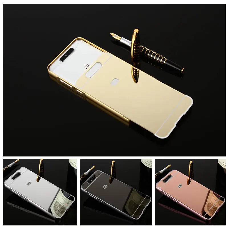 

For ZTE Blade V8 Case Aluminum Metal Frame Bumper + Mirror Acrylic PC Back Cover For ZTE Blade V8 V 8 Phone Cases Fundas Coque