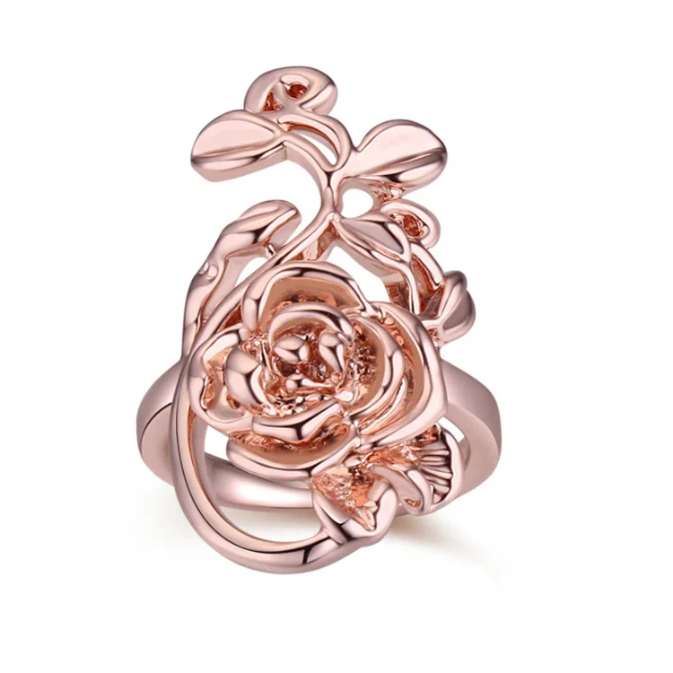 2017 New Fashion Jewelry Couples Rings Rose Flower Retro Vintage Ring For Women Rose Gold Color ...