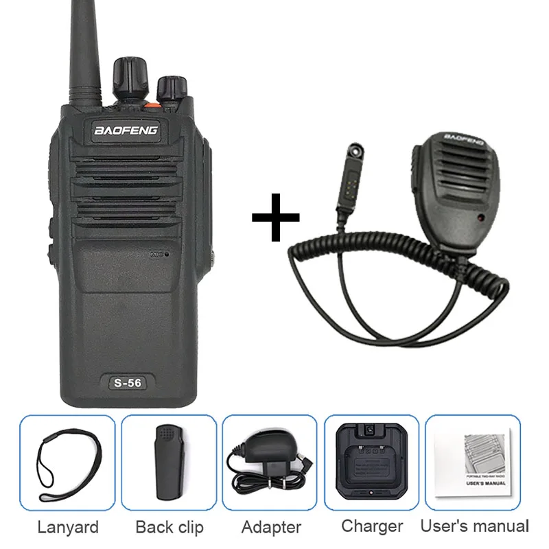 BAOFENG S-56 10 Вт Водонепроницаемая рация 10 км UHF Ham CB радио Comunicador двухсторонняя радиостанция КВ трансивер UV-9R - Цвет: add mic