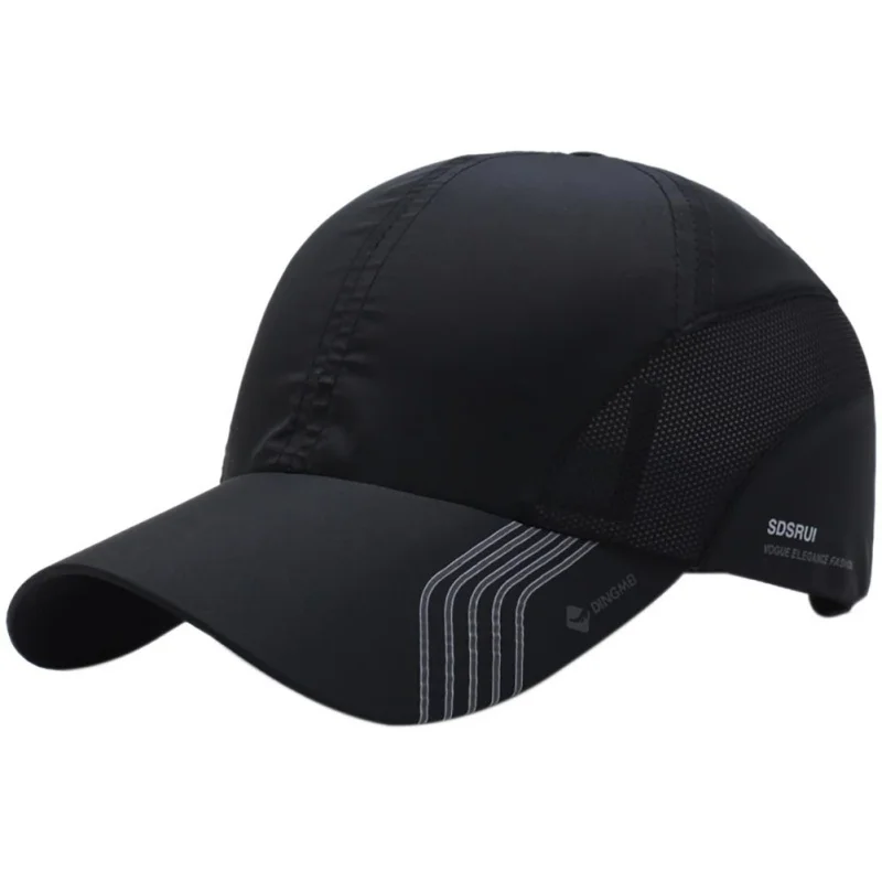 

Summer Men Fishing Cap Quick Dry Mesh Baseball Hat Men Fishing Caps Bones Sport Climbing Pure Colors Black Grey 7